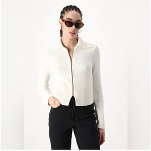 Abercrombie & Fitch Cream Zip-Up Cardigan